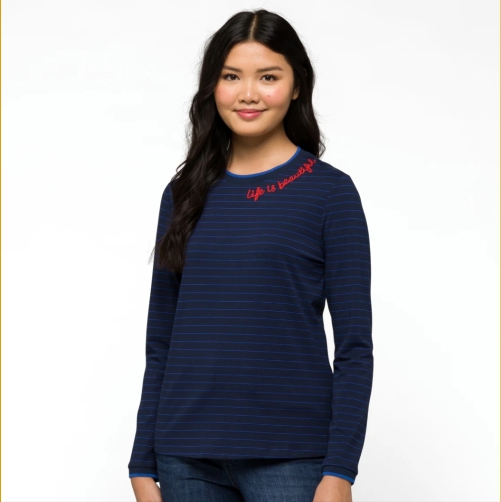 LES SEREIN Arabella Embroidery Detail Knit Top